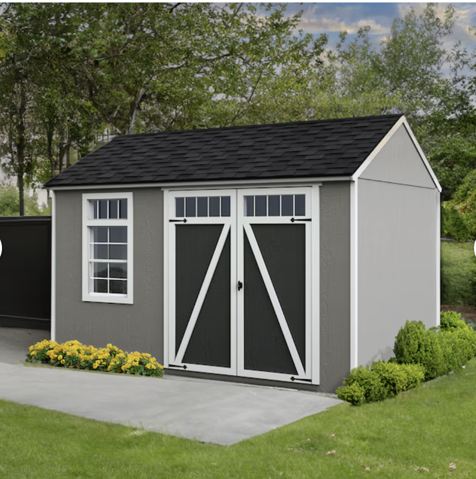 8x10 gable shed in backyard